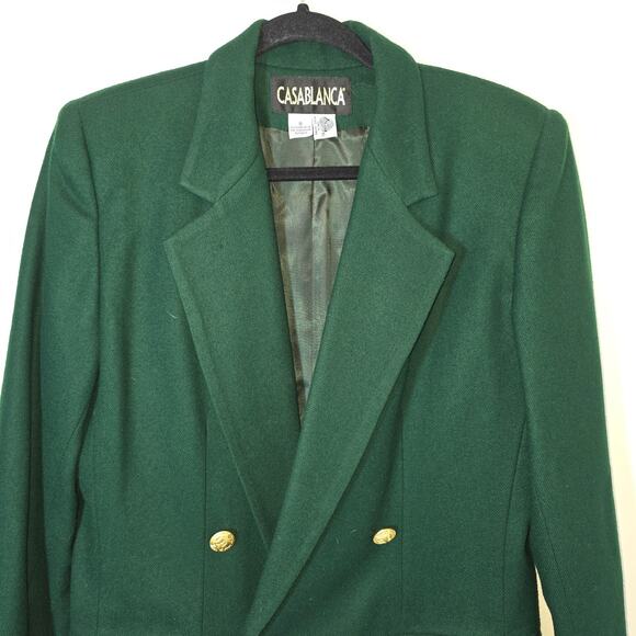 Vintage Military Olive Green Double Breasted Wool Blazer Gold Buttons Size 8 M - Picture 3 of 11